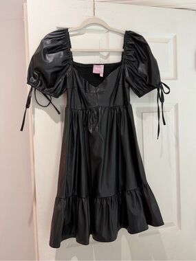 Sincerely Ours Leather Babydoll Dress